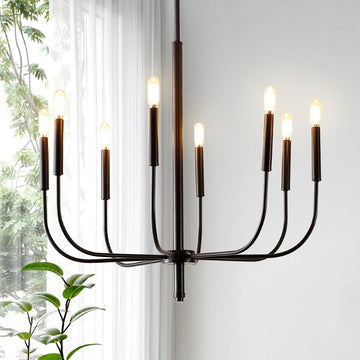 Amoros 27.25" Modern Mid-Century Iron LED Chandelier - JONATHAN Y